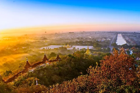 Warm light across the view from Mandalay Hill